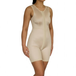 Female, Overall, mid thigh leg, Shoulder, Normal support, Hook + eye, Open crotch