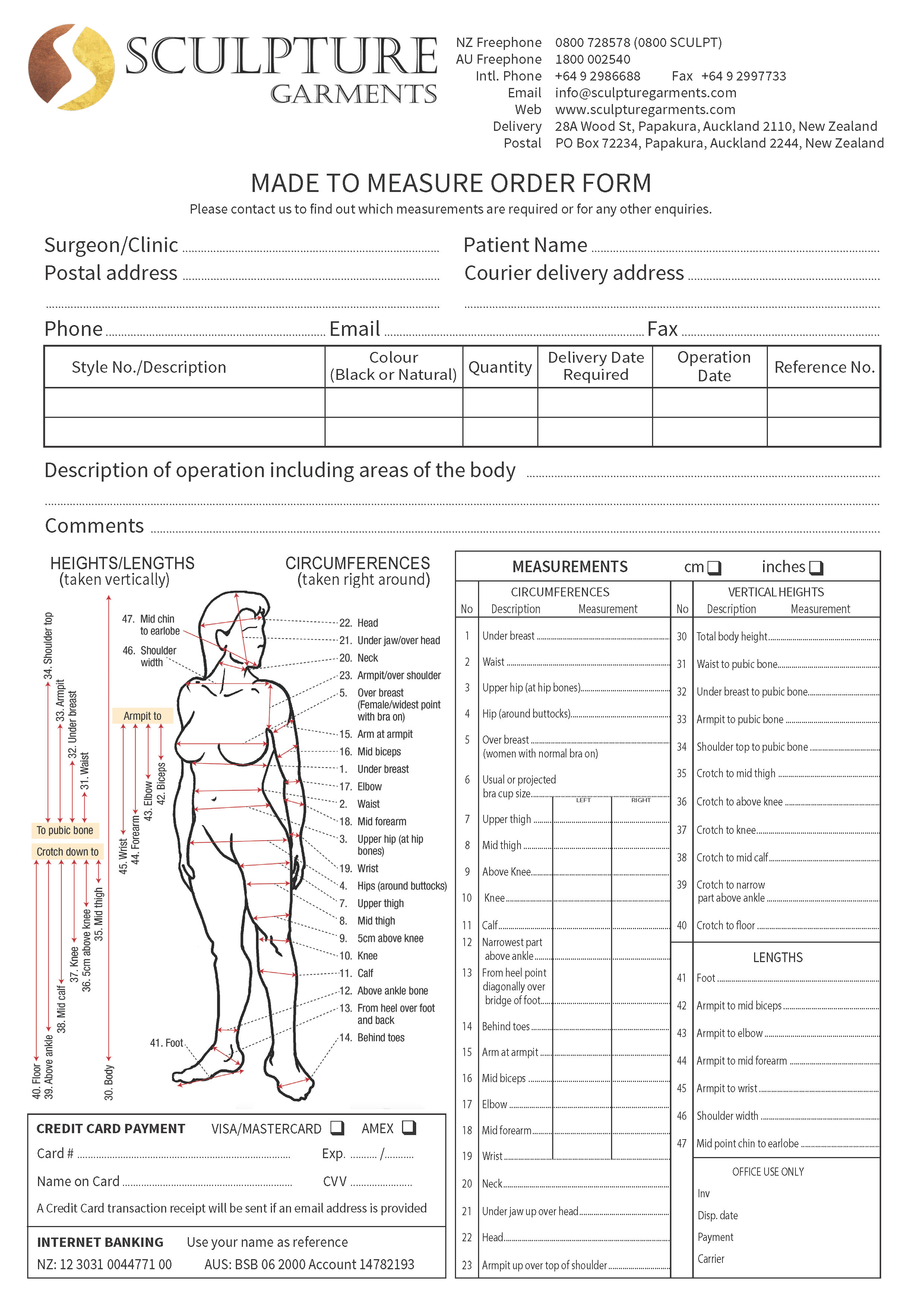 Order Forms Smarta Fashions Quality Compression Clothing